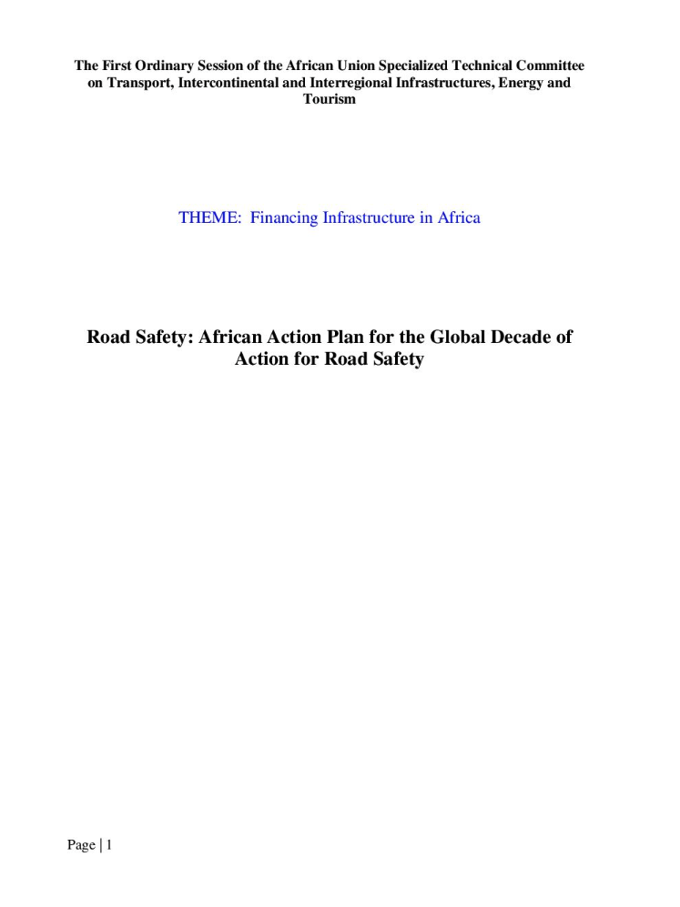 African Road Safety Action Plan cover